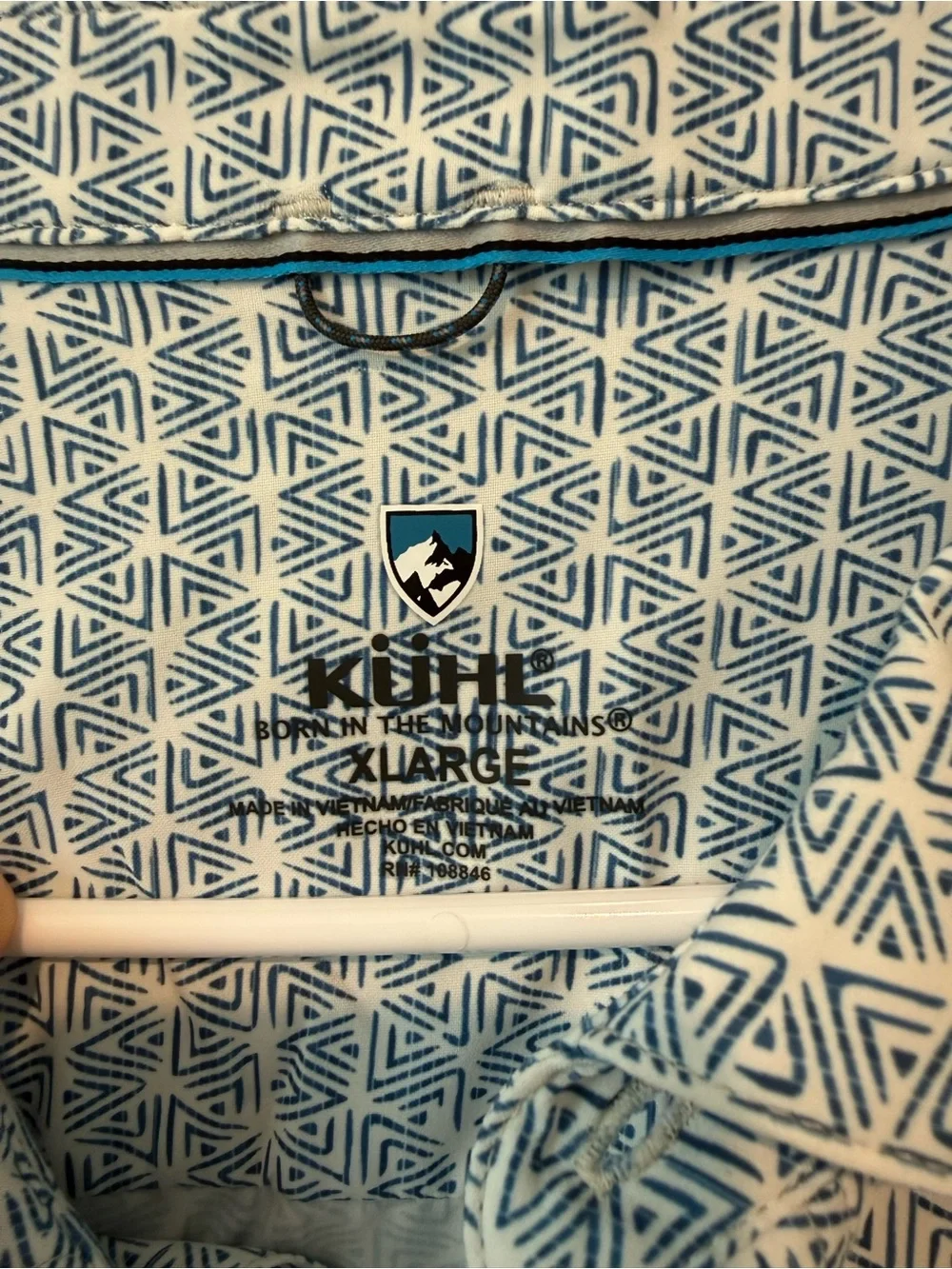 Kuhl Men's Light Blue Patterned Short-Sleeve Button-Down Shirt